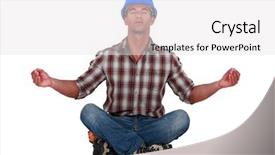  Presentation with posture - Slide deck having praying infront cross - laborer sitting in a yoga background and a white colored foreground