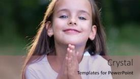  Presentation with nature - PPT layouts featuring praying-little-girl-summer-nature background and a coral colored foreground