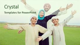  Presentation with vacation - PPT layouts featuring praying mom - summer vacation background and a cream colored foreground