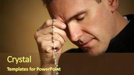  Presentation with praying hands rosary - Colorful slides enhanced with praying priest with rosary backdrop and a tawny brown colored foreground