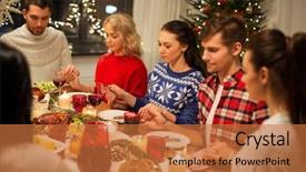  Presentation with christmas dinner - Presentation theme enhanced with praying while having christmas background and a red colored foreground