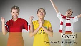  Presentation with win - Cool new theme with praying win - composite image of football fans backdrop and a yellow colored foreground