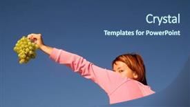  Presentation with grape juice - Beautiful presentation design featuring praying win - girl with grape outdoor backdrop and a  colored foreground
