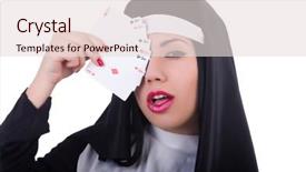  Presentation with nun - PPT layouts with praying win - nun playing cards on white background and a  colored foreground