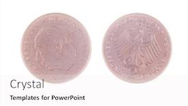  Presentation with german - Presentation consisting of pre eec german 2 deutsche mark coin isolated on white background and a white colored foreground