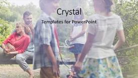  Presentation with campsite - Audience pleasing slide set consisting of pre fire - kids standing at campsite while backdrop and a light gray colored foreground