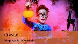  Presentation with animal testing scientist doing experiment - Presentation consisting of pre fire - little boy doing experiments background and a red colored foreground