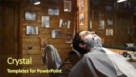  Presentation with new client interview wearing mask - Colorful slides enhanced with pre procedure - client with shaving foam backdrop and a  colored foreground