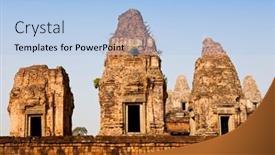 Presentation with temple - Amazing PPT layouts having pre ruined pre rup temple in angkor cambodia backdrop and a light blue colored foreground