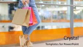  Presentation with sneakers - Theme enhanced with pre sales - casual woman in blue jeans background and a gold colored foreground