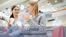  Presentation with cheerful stylish city girl using - Beautiful PPT theme featuring pre sales - cheerful friendly girls with drinks backdrop and a seafoam green colored foreground