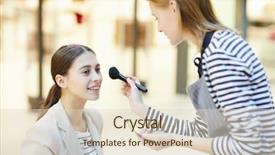  Presentation with potential - Cool new theme with pre sales - young professional applying makeup backdrop and a  colored foreground