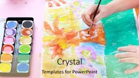  Presentation with hand world hands of jesus - Beautiful theme featuring pre school - detail of hands painting backdrop and a blonde colored foreground