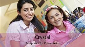  Presentation with pupil - Slide deck with pre school - teacher and pupil in art background and a coral colored foreground