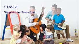  Presentation with teach - PPT theme enhanced with pre school music lesson background and a sky blue colored foreground
