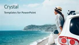  Presentation with teen - Amazing slide deck having pre teen child in car backdrop and a sky blue colored foreground