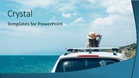  Presentation with child teen - Cool new PPT theme with pre teen child in car backdrop and a light blue colored foreground