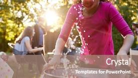  Presentation with teen girl tech - Audience pleasing presentation design consisting of pre-teen girl apple bobbing backdrop and a coral colored foreground