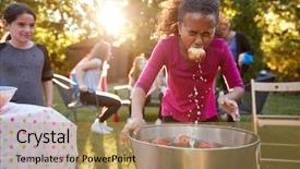  Presentation with teen girl - Presentation theme consisting of pre-teen girl apple background and a coral colored foreground