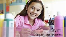  Presentation with teen girl tech - Audience pleasing theme consisting of pre teen girl in art backdrop and a coral colored foreground