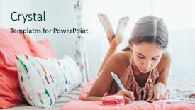  Presentation with old diary - Audience pleasing presentation consisting of pre teen girl writing diary backdrop and a sky blue colored foreground