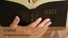  Presentation with preacher - Slides enhanced with preacher holding the bible background and a coral colored foreground