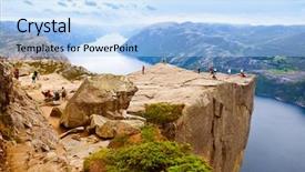  Presentation with preachers - Beautiful slide deck featuring preachers pulpit rock in fjord backdrop and a light blue colored foreground