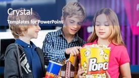  Presentation with big brothers - Slides enhanced with preadolescence - brothers and sister holding popcorn background and a ocean colored foreground