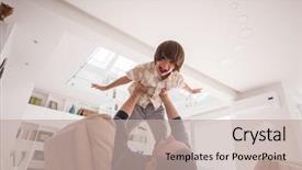  Presentation with black couple having fun - Presentation design consisting of preadolescence - cheerful young boy having fun background and a  colored foreground