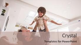  Presentation with fun - PPT theme having preadolescence - cheerful young boy having fun background and a  colored foreground