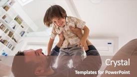  Presentation with fun - Colorful presentation theme enhanced with preadolescence - cheerful young boy having fun backdrop and a coral colored foreground