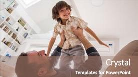  Presentation with fun - PPT theme consisting of preadolescence - cheerful young boy having fun background and a coral colored foreground