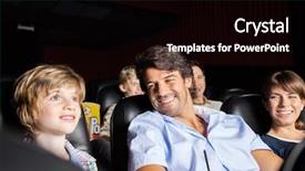  Presentation with movie theater - Presentation design featuring preadolescence - happy parents looking at son background and a black colored foreground