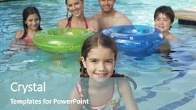  Presentation with swimming pool - Presentation enhanced with preadolescence - portrait of a cute preadolescent background and a  colored foreground