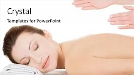  Presentation with relaxing - PPT layouts having blood pond hell in beppu background and a coral colored foreground