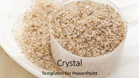  Presentation with dietary fiber - PPT theme consisting of prebiotics - measuring plastic scoop of psyllium background and a mint green colored foreground