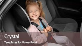  Presentation with autonomous car - Amazing theme having precaution - cute girl on backseat backdrop and a dark gray colored foreground