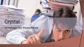  Presentation with busy - PPT theme having precaution - extremely busy employee working background and a light gray colored foreground