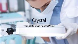  Presentation with clinic - PPT layouts having precaution - female dermatologist using magnifying lamp background and a light blue colored foreground