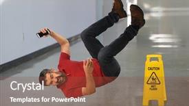  Presentation with hispanic - Colorful slide deck enhanced with precaution - hispanic businessman falling on wet backdrop and a tawny brown colored foreground