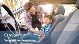  Presentation with seat belt in car safety - Slide set enhanced with precaution - man fastening security belt background and a ocean colored foreground