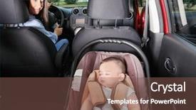  Presentation with child safety - Theme enhanced with precaution - mother looking at her baby background and a violet colored foreground