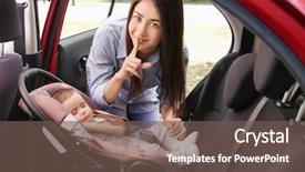  Presentation with child safety - PPT layouts consisting of precaution - mother making silence gesture near background and a violet colored foreground