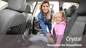 Presentation with security - Amazing theme having precaution - woman fastening security belt backdrop and a gray colored foreground