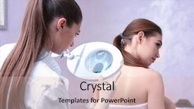  Presentation with clinic - Audience pleasing theme consisting of precaution - woman visiting dermatologist at clinic backdrop and a lemonade colored foreground