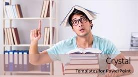  Presentation with school - Cool new slide deck with precaution - young handsome student preparing backdrop and a coral colored foreground