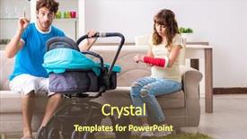  Presentation with expecting parents - Presentation with precaution - young parents with baby expecting background and a tawny brown colored foreground