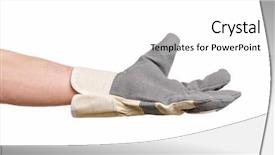  Presentation with hand palm - PPT theme with precautions - worker showing outstretched palm gesture background and a white colored foreground