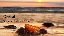  Presentation with sunset beach - Colorful presentation design enhanced with precious gem treasure concept baltic backdrop and a coral colored foreground