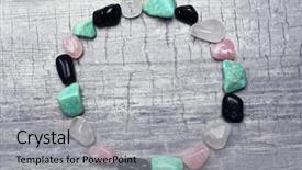  Presentation with minerals - Slide deck having precious stones - circle formed frame of minerals background and a light gray colored foreground